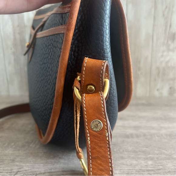 Dooney & Bourke Vintage Navy and Brown Leather Crossbody Satchel Bag - Picture 5 of 9